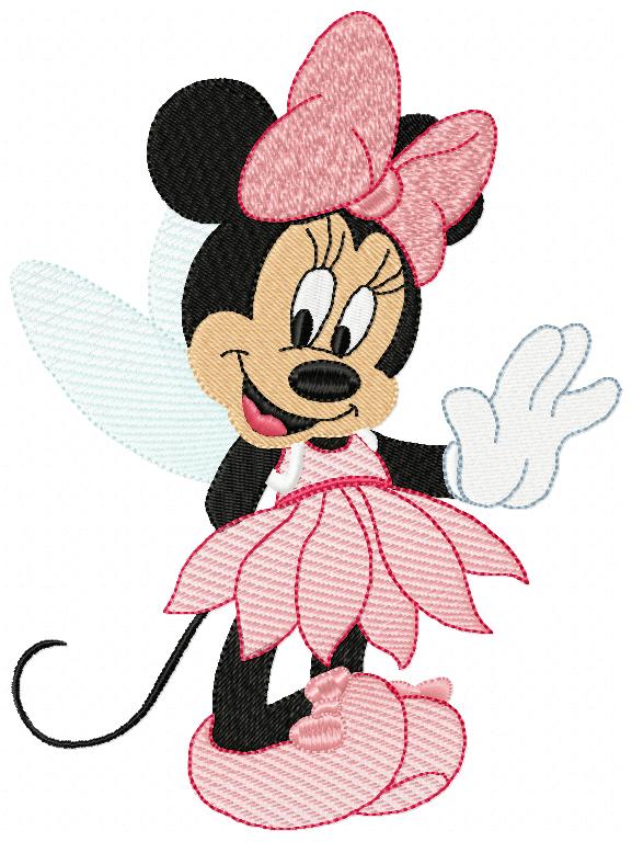 Matriz de Bordado Minnie Fada com Vestido de Pétalas – Rippled