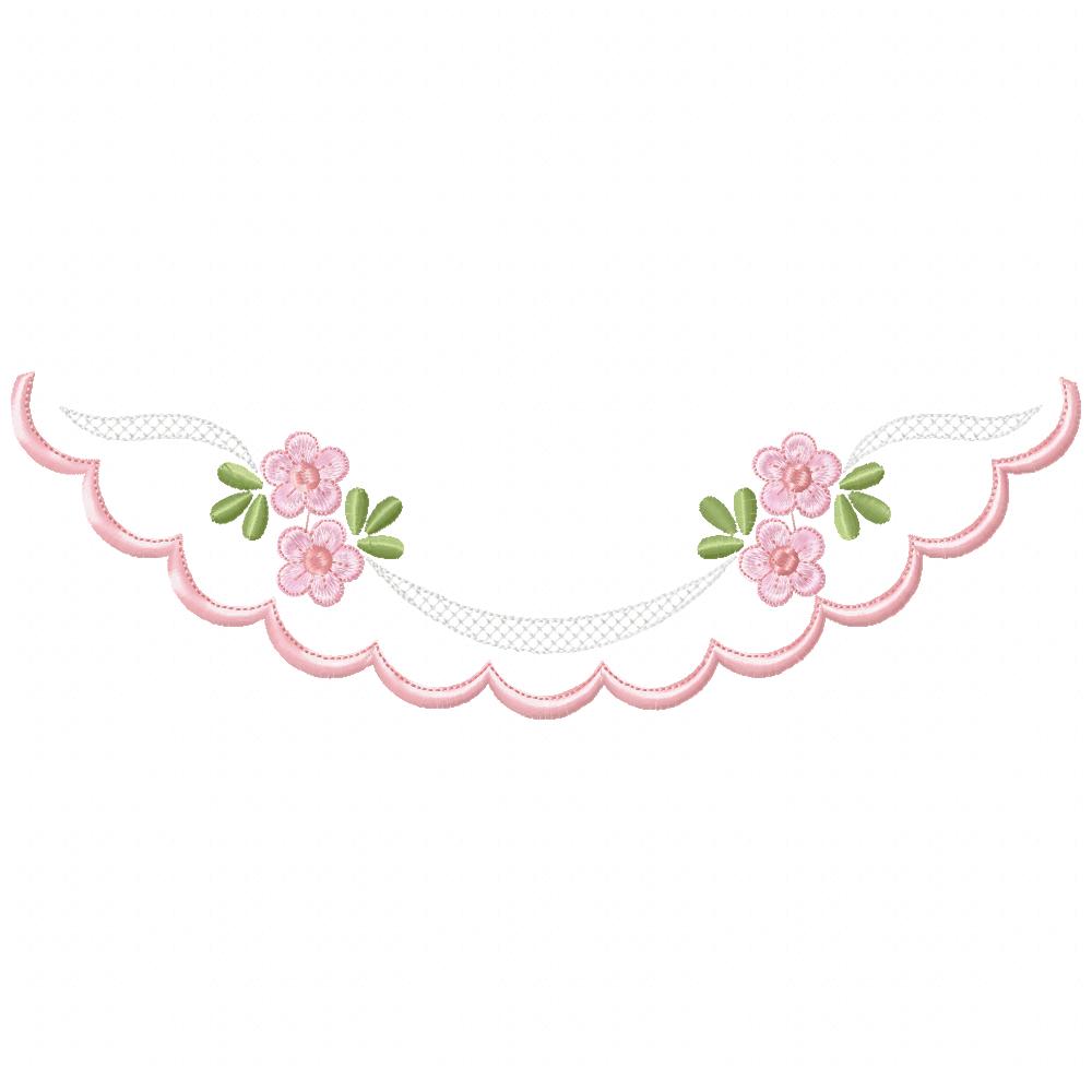 Matriz de Bordado Barrinha Floral Delicada com Flores – Ponto Satim