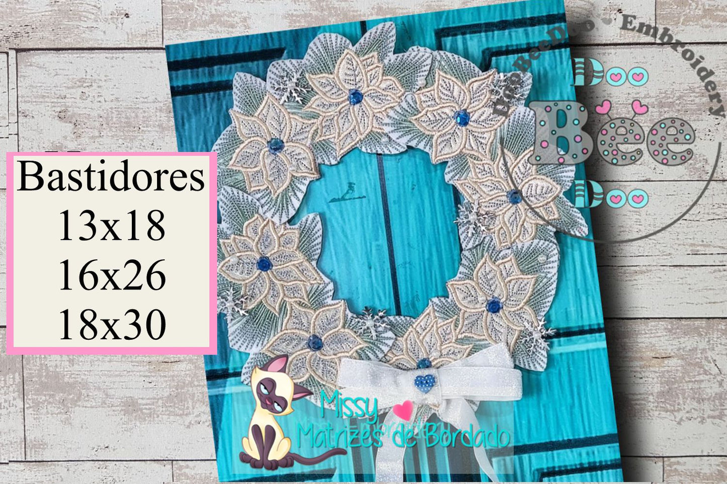 Matriz de Bordado Guirlanda Flores de Inverno – Projeto ITH