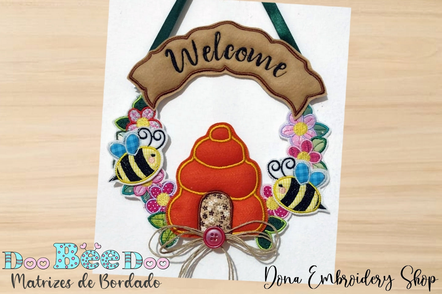 Matriz de Bordado Guirlanda Colmeia – Projeto ITH