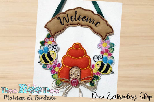 Matriz de Bordado Guirlanda Colmeia – Projeto ITH