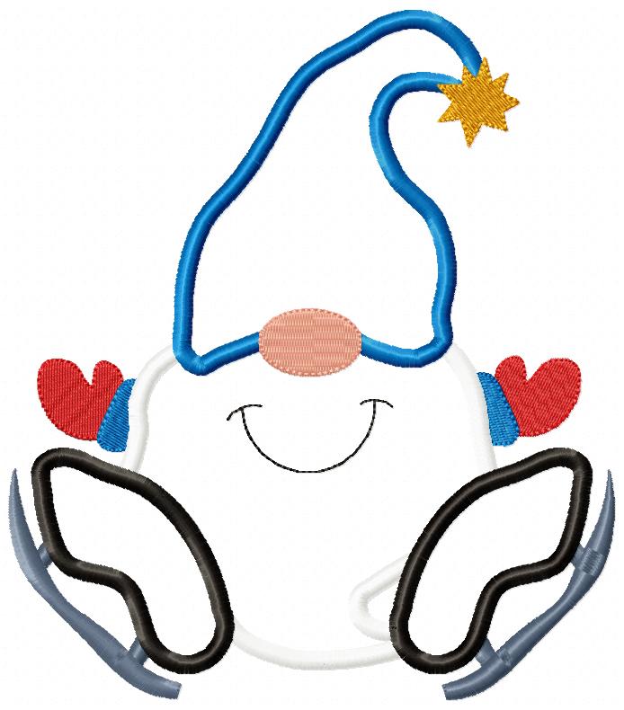 Matriz de Bordado Gnomo de Inverno com Patins – Aplique
