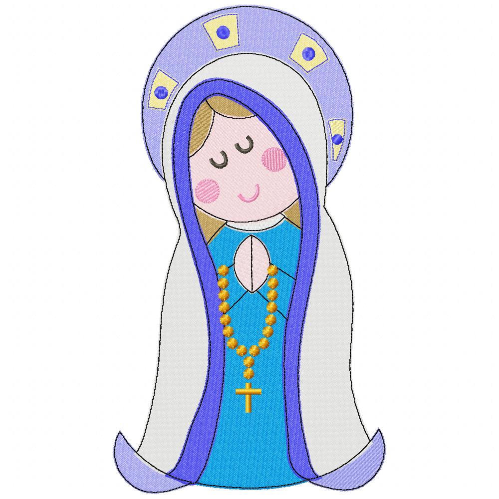 Matriz de Bordado Virgem de Guadalupe Fofurinha – Ponto Cheio
