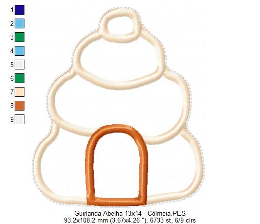 Matriz de Bordado Guirlanda Colmeia – Projeto ITH