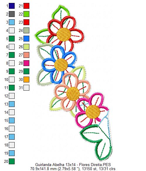 Matriz de Bordado Guirlanda Colmeia – Projeto ITH
