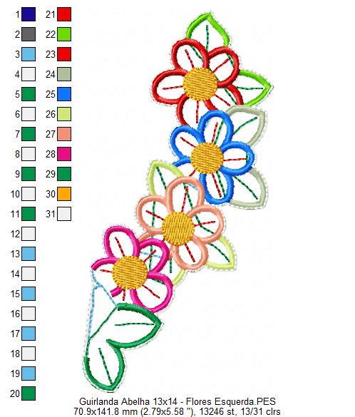 Matriz de Bordado Guirlanda Colmeia – Projeto ITH