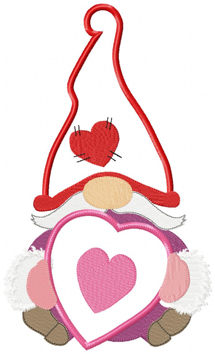 Matriz de Bordado Gnomo com Coração Apaixonado – Aplique