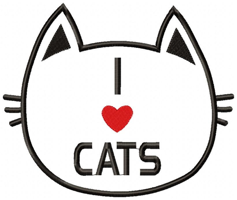 Matriz de Bordado Gato I Love Cats – Aplique