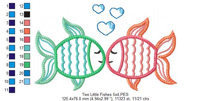 Matriz de Bordado Casal de Peixinhos – Aplique Delicado