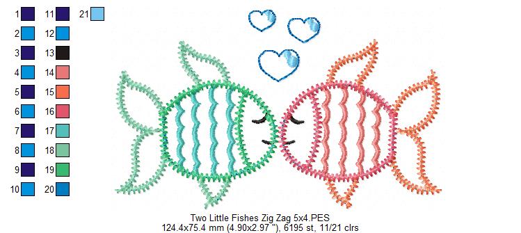 Matriz de Bordado Peixinhos Beijoqueiros – Estilo ZigZag