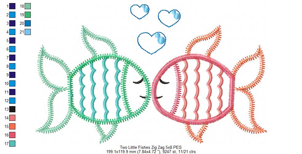 Matriz de Bordado Peixinhos Beijoqueiros – Estilo ZigZag