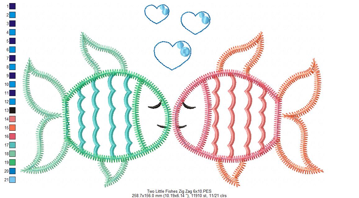 Matriz de Bordado Peixinhos Beijoqueiros – Estilo ZigZag