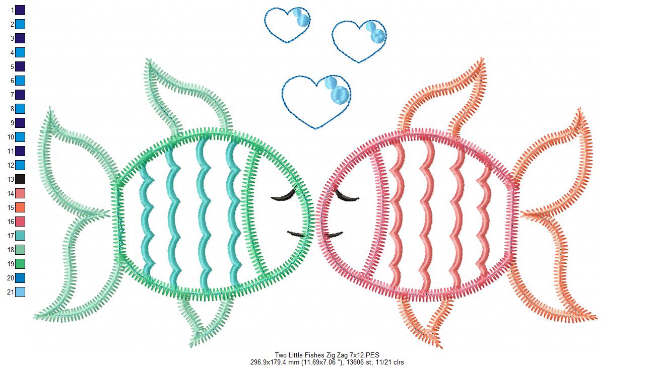 Matriz de Bordado Peixinhos Beijoqueiros – Estilo ZigZag