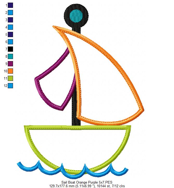 Matriz de Bordado Barquinho com Velas Coloridas – Aplique