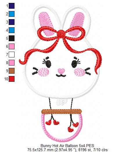 Matriz de Bordado Coelhinha Encantadora no Balão – Aplique