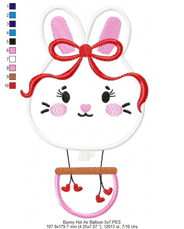 Matriz de Bordado Coelhinha Encantadora no Balão – Aplique