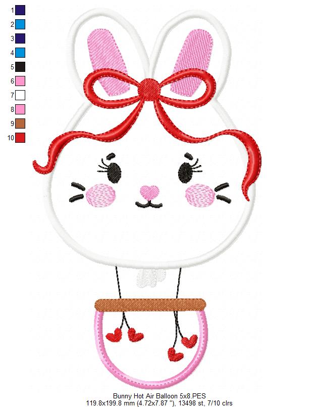 Matriz de Bordado Coelhinha Encantadora no Balão – Aplique
