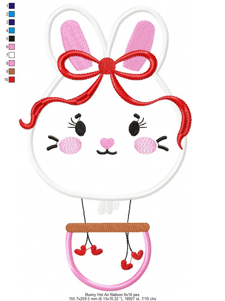 Matriz de Bordado Coelhinha Encantadora no Balão – Aplique