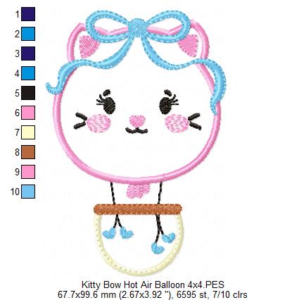 Matriz de Bordado Gatinha Delicada Voando no Balão – Aplique