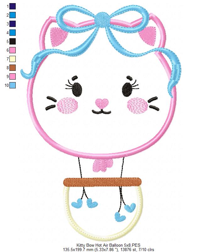 Matriz de Bordado Gatinha Delicada Voando no Balão – Aplique