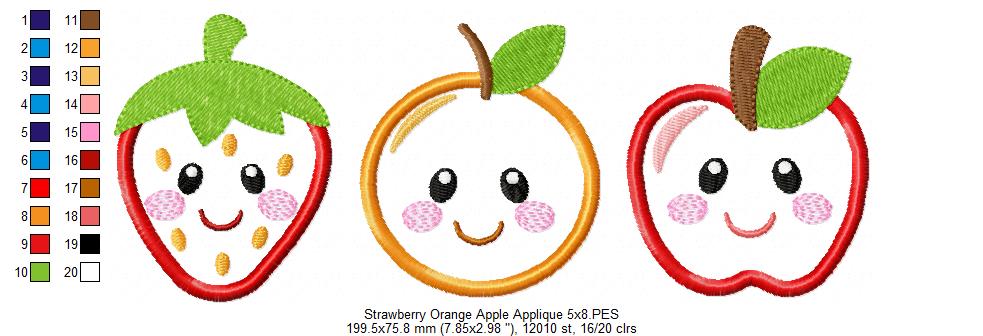 Matriz de Bordado Frutinhas Sorridentes – Aplique