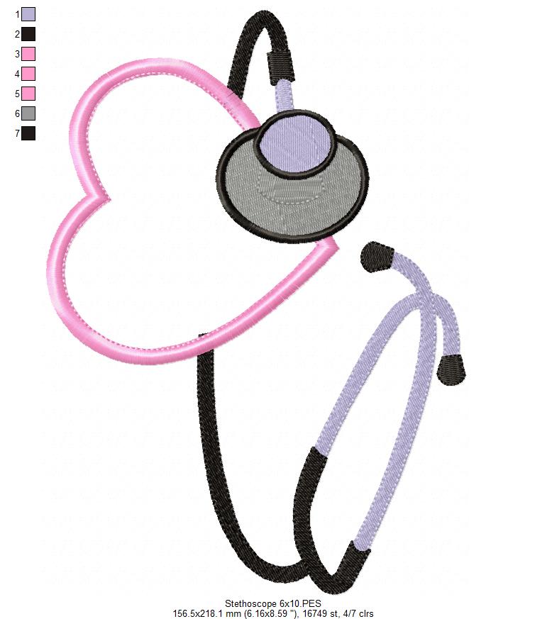 Matriz de Bordado Estetoscópio do Amor – Aplique