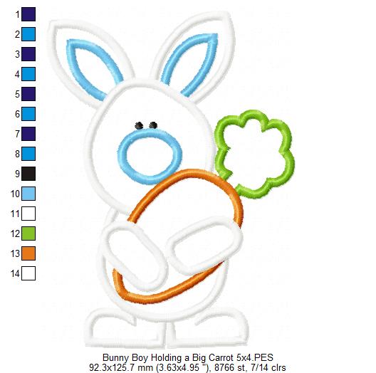 Matriz de Bordado Coelhinho da Páscoa com Cenoura – Aplique