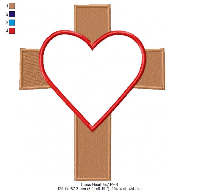 Matriz de Bordado Fé e Amor na Cruz - Aplique