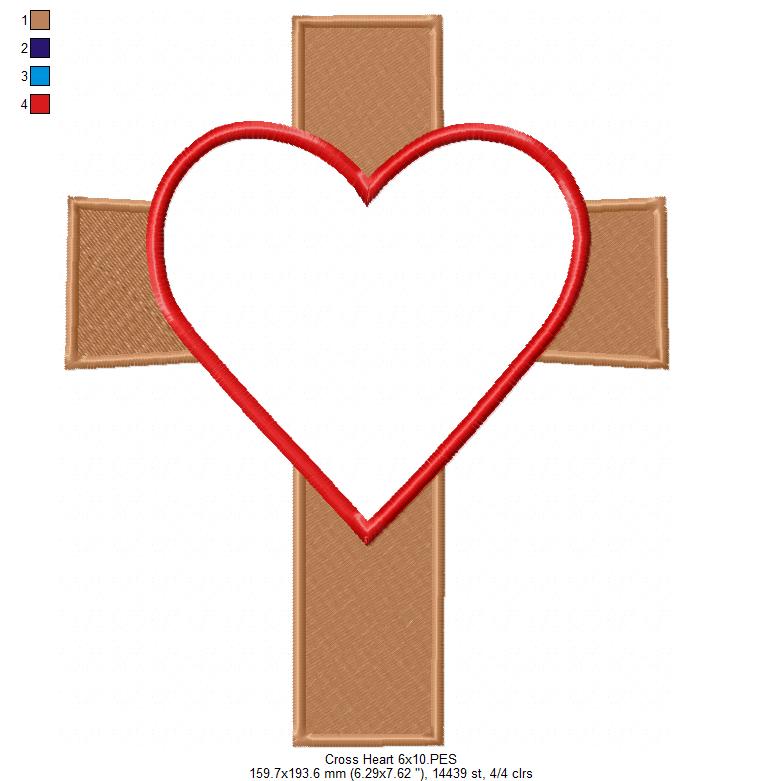 Matriz de Bordado Fé e Amor na Cruz - Aplique