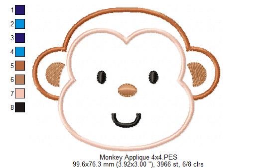 Matriz de Bordado Macaco Baby com Carinha Meiga – Aplique