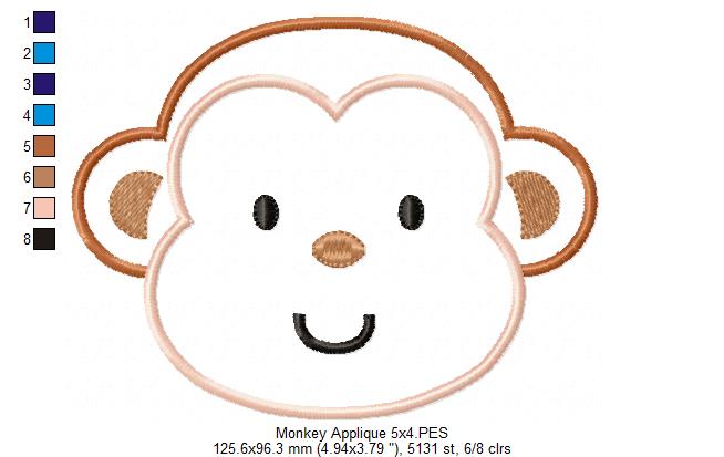 Matriz de Bordado Macaco Baby com Carinha Meiga – Aplique