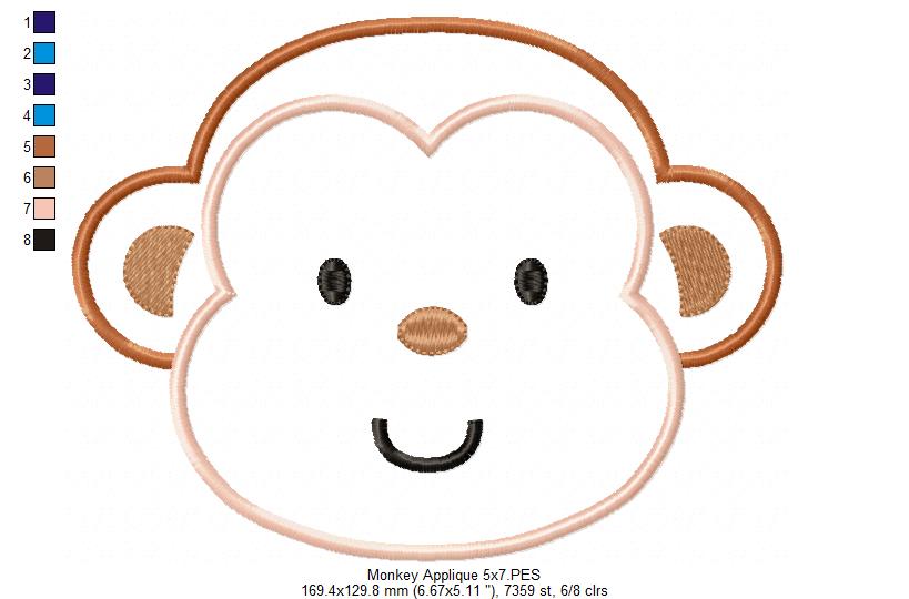 Matriz de Bordado Macaco Baby com Carinha Meiga – Aplique