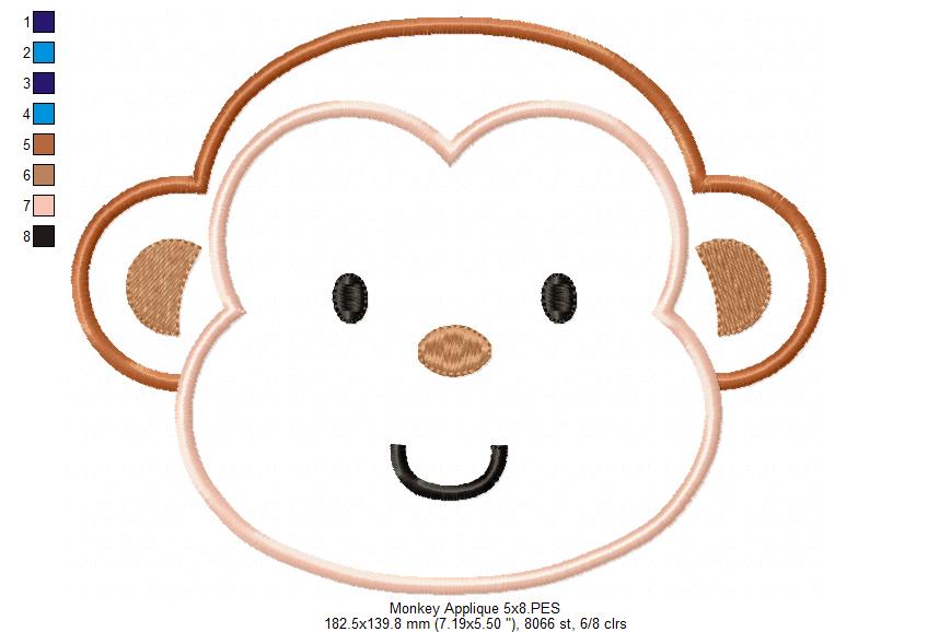 Matriz de Bordado Macaco Baby com Carinha Meiga – Aplique