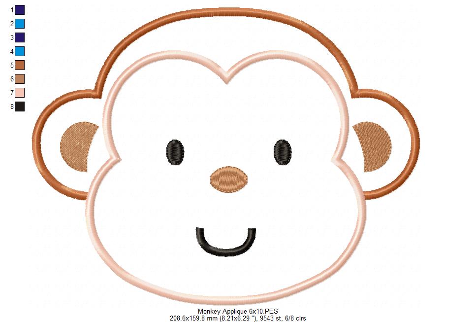 Matriz de Bordado Macaco Baby com Carinha Meiga – Aplique