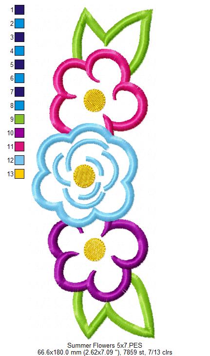 Matriz de Bordado Flores em Composição Romântica – Aplique