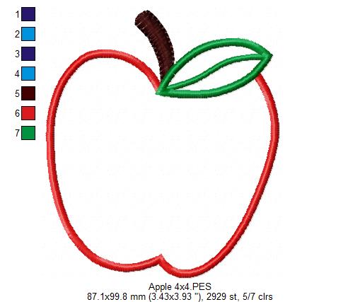 Matriz de Bordado Maçã Simples e Fofa – Aplique