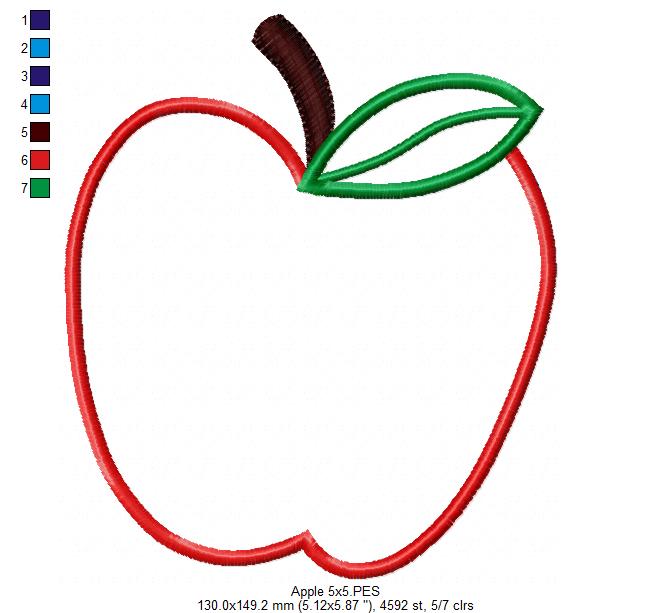 Matriz de Bordado Maçã Simples e Fofa – Aplique