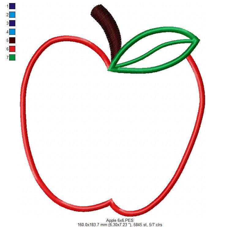 Matriz de Bordado Maçã Simples e Fofa – Aplique