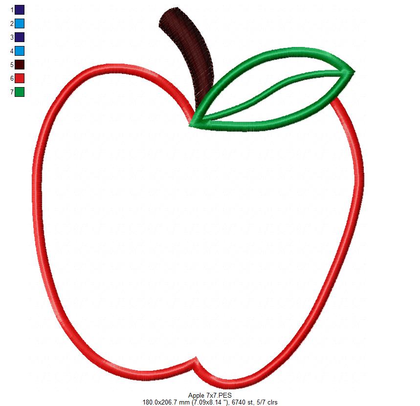 Matriz de Bordado Maçã Simples e Fofa – Aplique