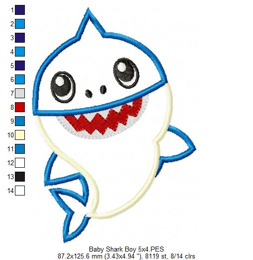 Matriz de Bordado Tubarão Bebê Divertido – Aplique