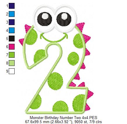 Matriz de Bordado Número 2 Monstrinho Divertido – Aplique