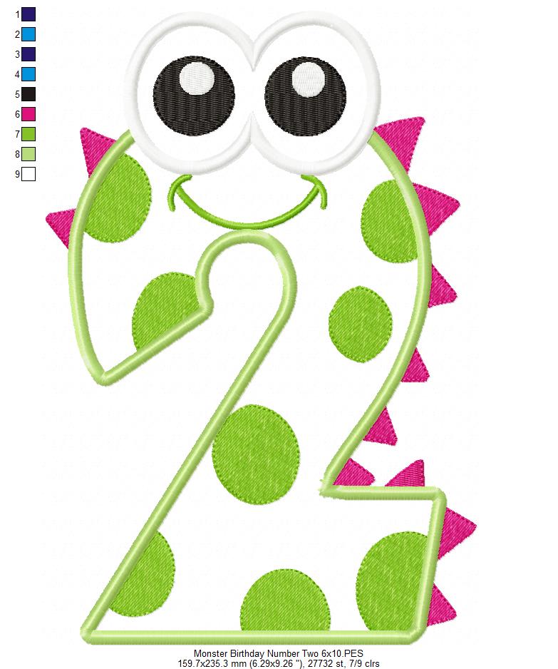 Matriz de Bordado Número 2 Monstrinho Divertido – Aplique