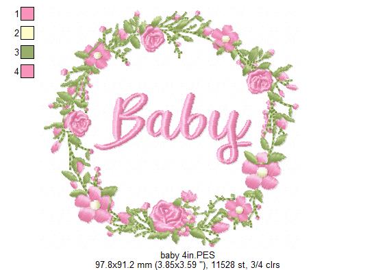 Matriz de Bordado Guirlanda Floral Baby – Ponto Cheio