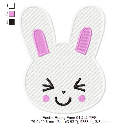 Matriz de Bordado Carinha de Coelho Sorridente – Ponto Cheio