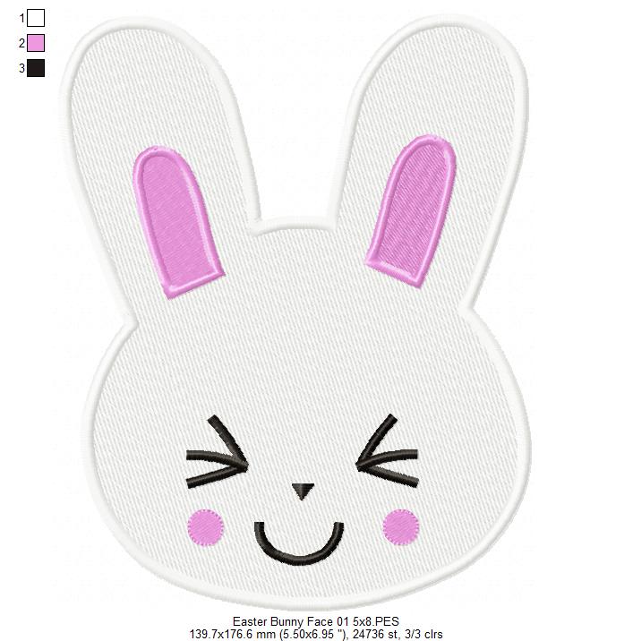 Matriz de Bordado Carinha de Coelho Sorridente – Ponto Cheio