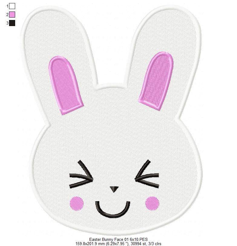 Matriz de Bordado Carinha de Coelho Sorridente – Ponto Cheio