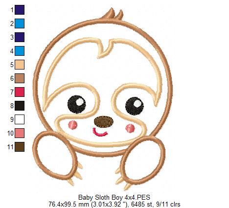 Matriz de Bordado Bichinho da Floresta Preguiça Baby – Aplique
