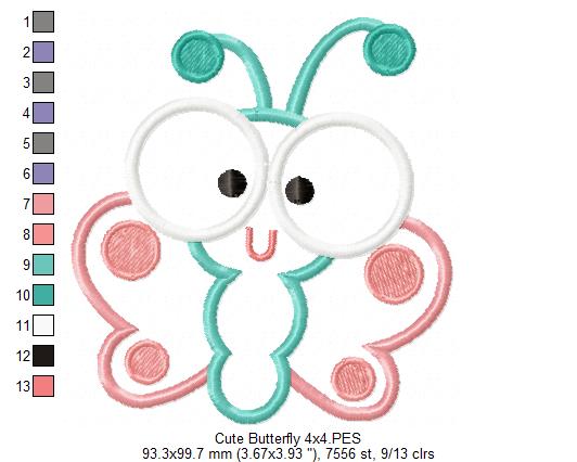 Matriz de Bordado Borboleta Baby Olhos Grandes – Aplique
