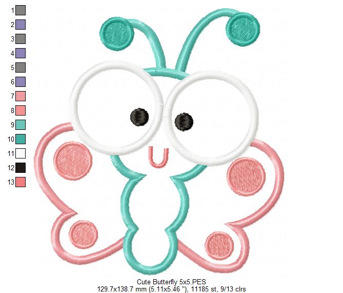Matriz de Bordado Borboleta Baby Olhos Grandes – Aplique