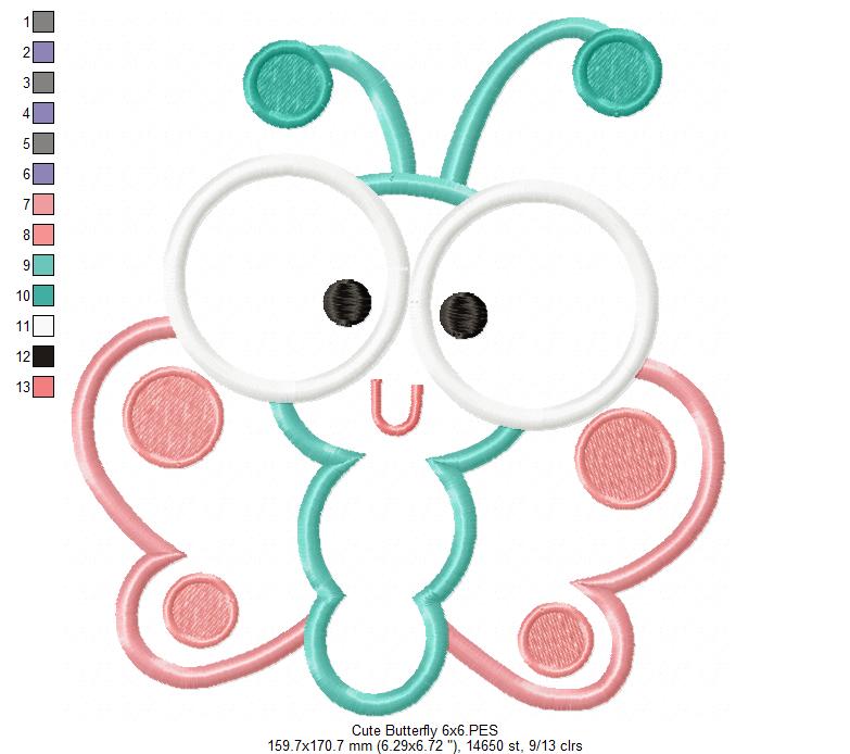 Matriz de Bordado Borboleta Baby Olhos Grandes – Aplique